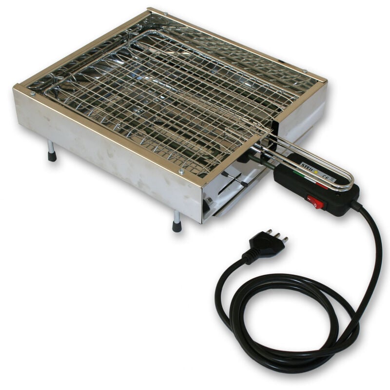 foto del prodotto bistecchiera griglia elettrica satinata in acciaio inox 1900 watt made in italy la stella st 1900