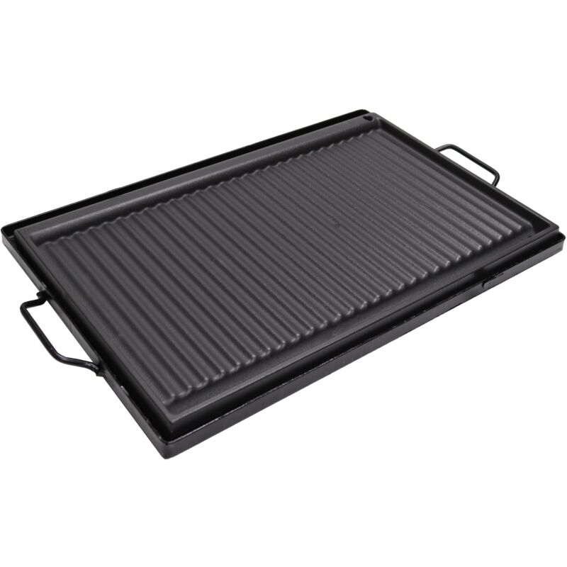 foto del prodotto bistecchiera in ghisa smaltata casa cucina barbecue con telaio manici 59,5x38 cm