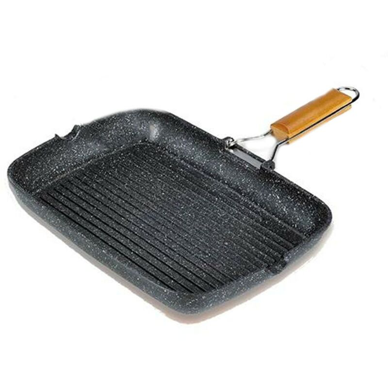 foto del prodotto bistecchiera piastra griglia allumino pressofuso per arrostire barbecue antiaderente a induzione fornelli da cucina gas