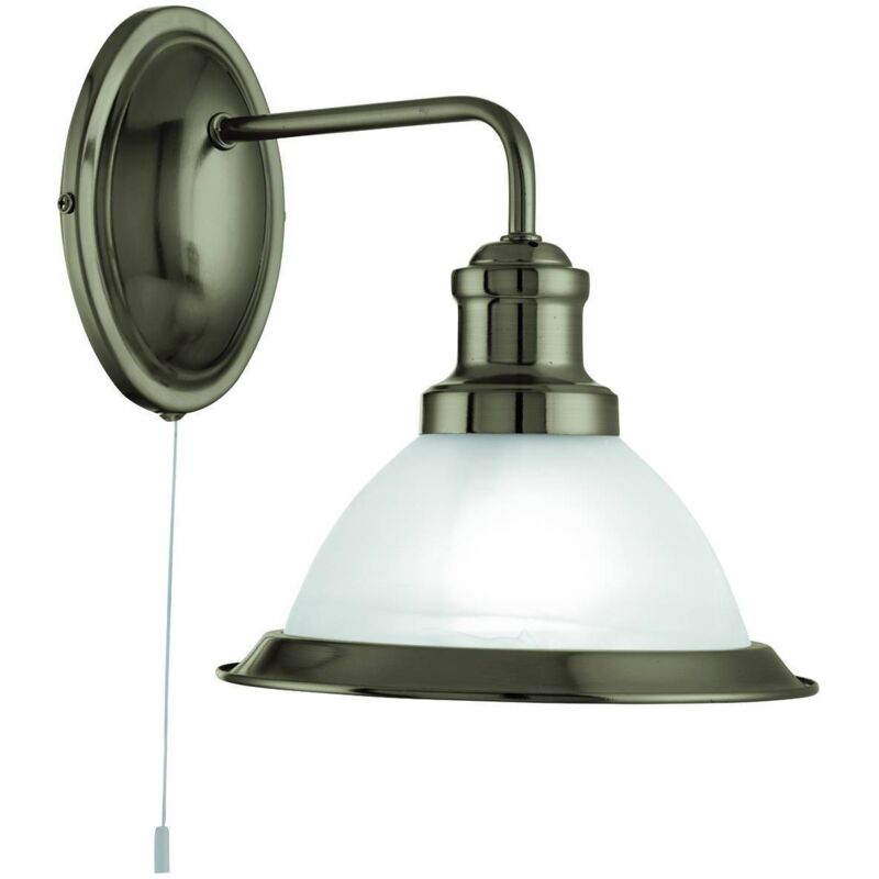 foto del prodotto bistro applique a 1 luce in ottone antico con paralume in vetro acido, e27 searchlight