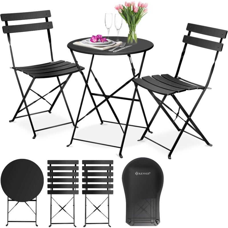 foto del prodotto bistrot 3 pezzi con 2 sedie pieghevoli set balcone set balcone mobili pieghevoli set giardino set giardino set giardino set giardino nero kesser