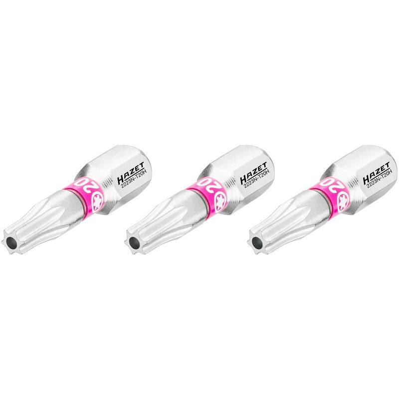foto del prodotto bit 2223n-t20h/3 attacco esagonale, massiccio, 1/4 di pollice (6,3 mm) profilo torx tamper resistant 3-pezzi ac t20h