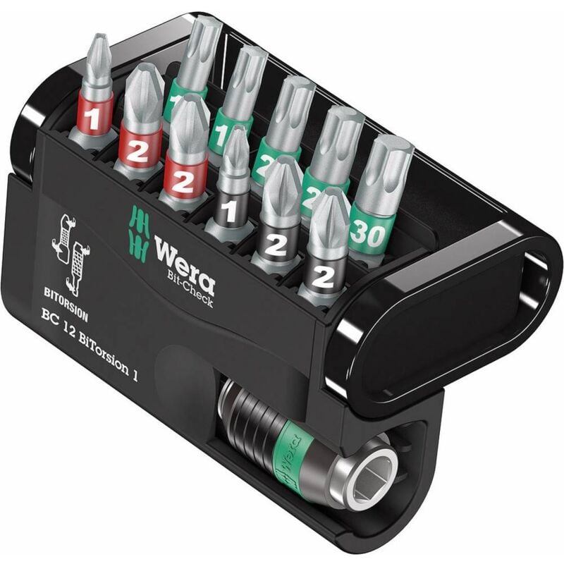 foto del prodotto bit check 12 bitorsion 1 05057420001 kit inserti 12 parti croce pozidriv, croce phillips, torx interno bitorsion wera