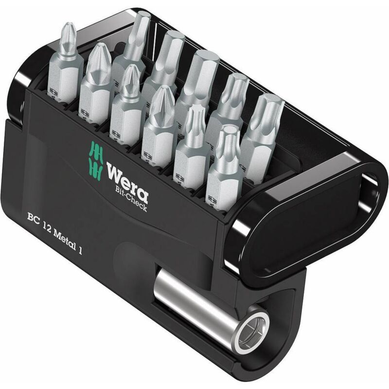 foto del prodotto bit check 12 metal 1 05057424001 kit inserti 12 parti croce pozidriv, croce phillips, torx interno, brugola intern wera