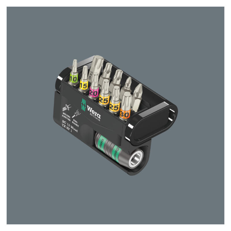 foto del prodotto bit check 12 wood torx hf, 12 pezzi con funzione di tenuta wera