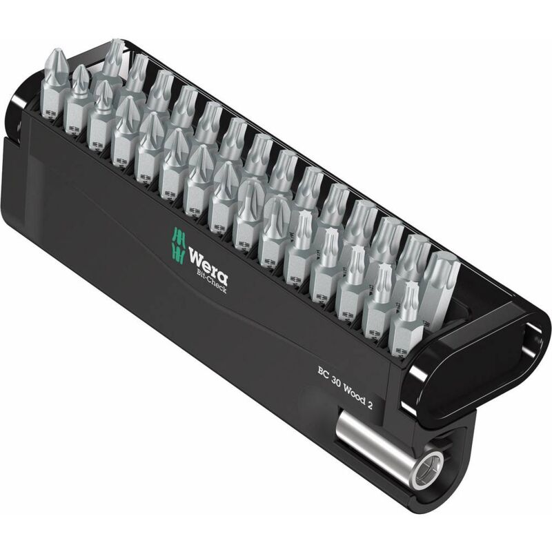 immagine 0 del prodotto bit check 30 wood 2 05057432001 kit inserti 30 parti croce phillips, croce pozidriv, torx interno wera