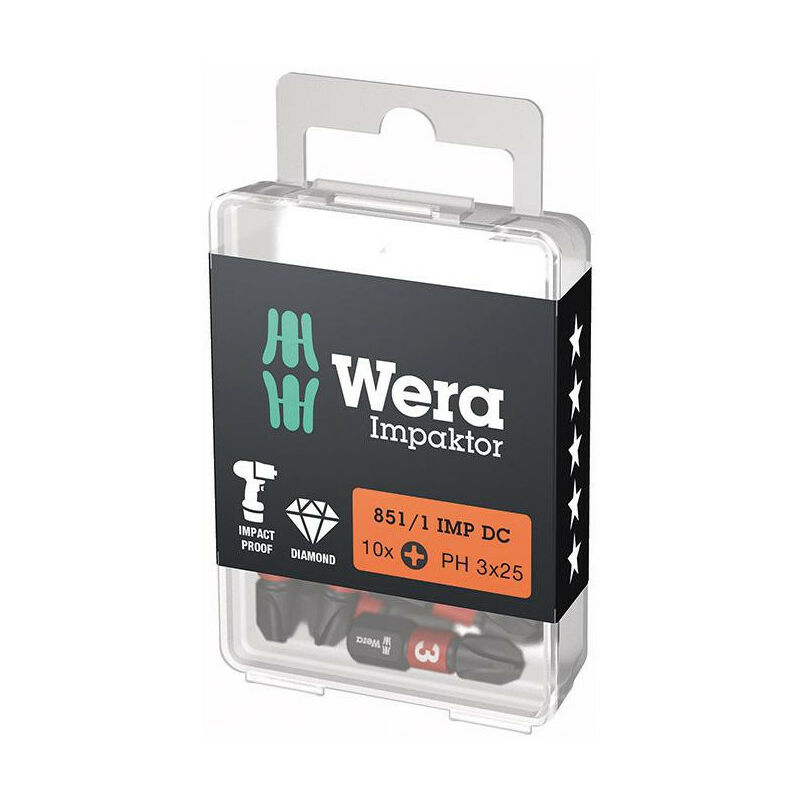 foto del prodotto bit impaktor 1 4 din 3126 c6.3 ph3x25mm 10er pack wera pack
