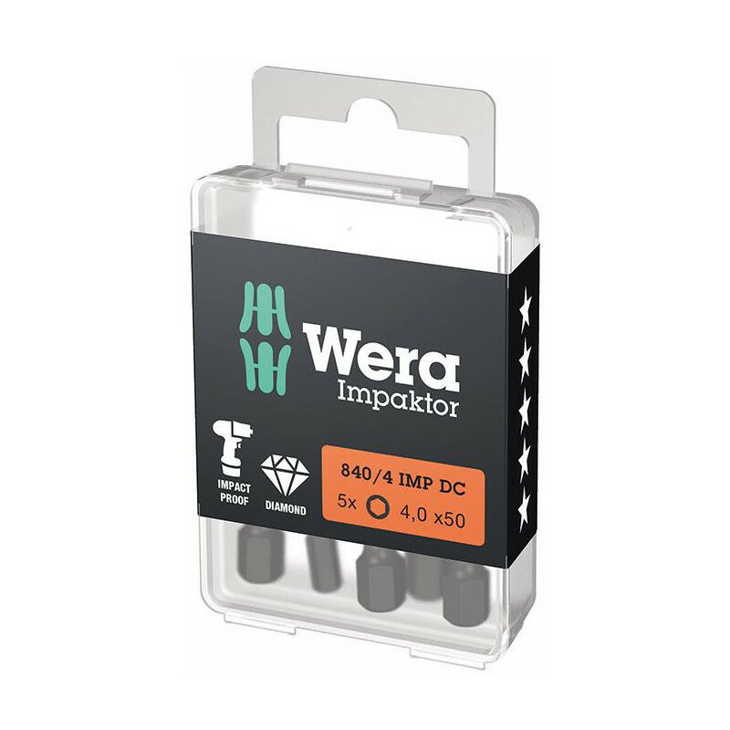 foto del prodotto bit impaktor 1 4 din 3126 e6.3 esagonale 4x50mm 5er pack wera pack.