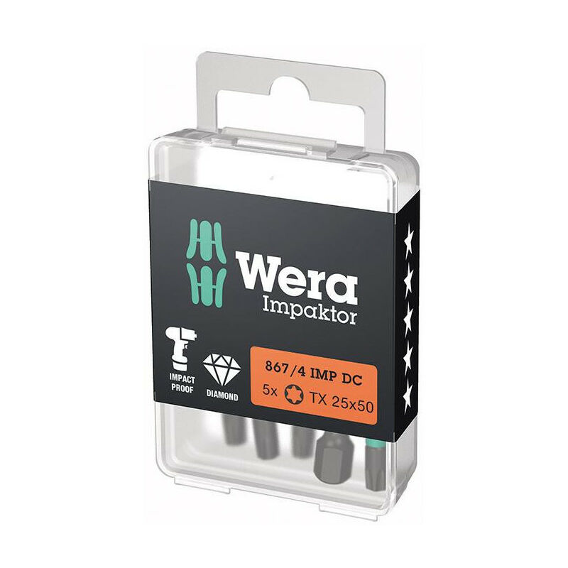 foto del prodotto bit impaktor 1 4 din 3126 e6.3 t25x50mm 5er pacchetto wera