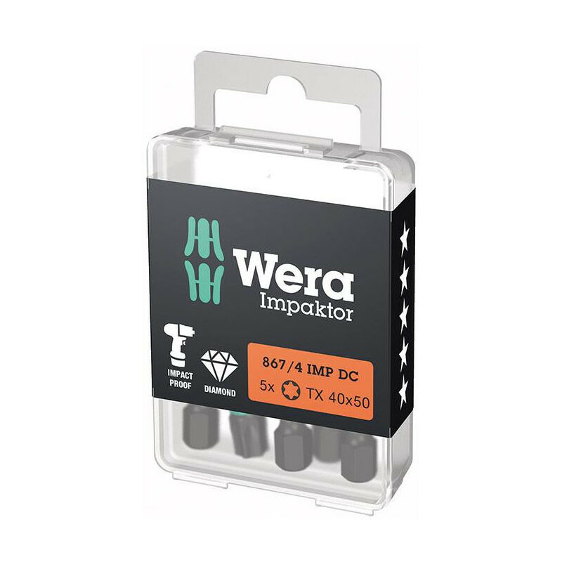foto del prodotto bit impaktor 1 4 din 3126 e6.3 t40x50mm 5er pacchetto wera