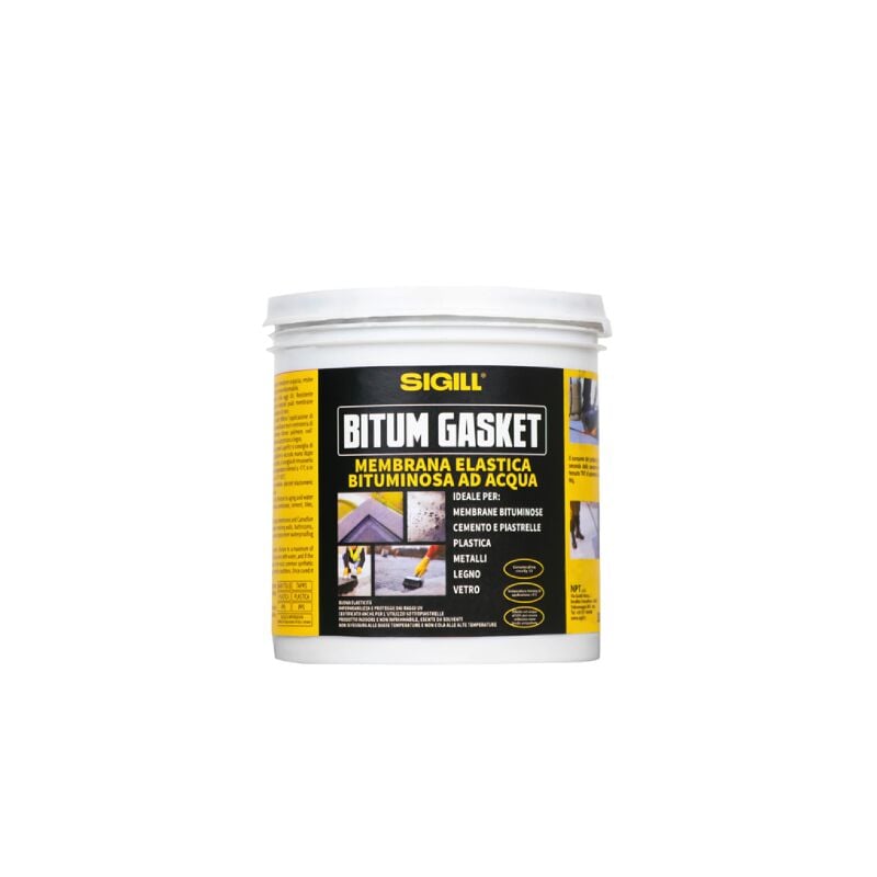 foto del prodotto bitum adesivo ante impermeabilizzante bituminoso barattolo 1 kg nero aderisce su tutti i materiali non compatibile con altri anti sigill