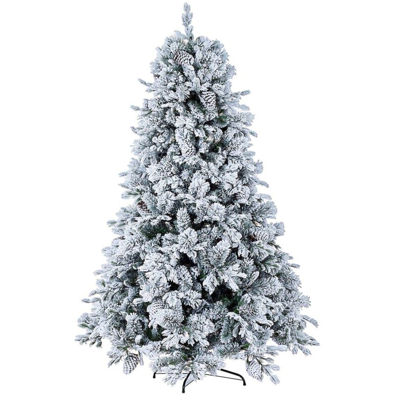 foto del prodotto bizzotto albero di natale innevato con pigne arves in pp effetto aghi di pino pe effetto real touch flock 240 cm