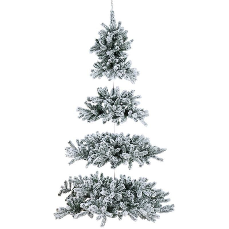 foto del prodotto bizzotto albero di natale pendente innevato, pino da soffitto fiemme in pe effetto real touch 210 cm