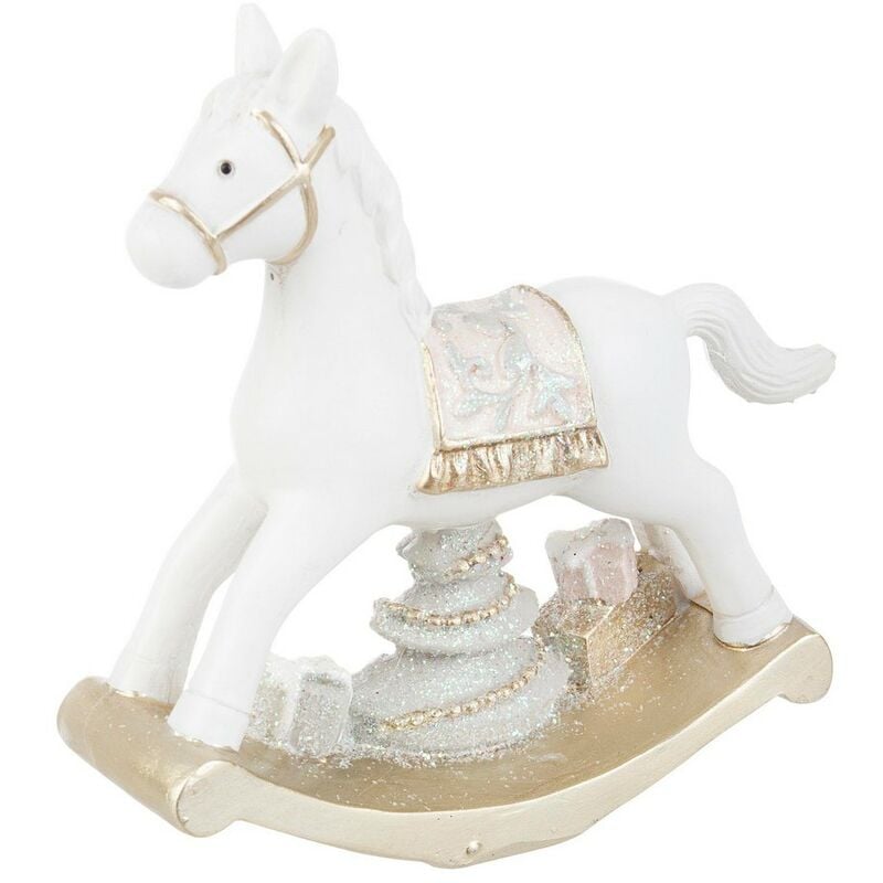 foto del prodotto bizzotto cavalluccio a dondolo bianco decorazione natalizia elegante addobbi casa natale