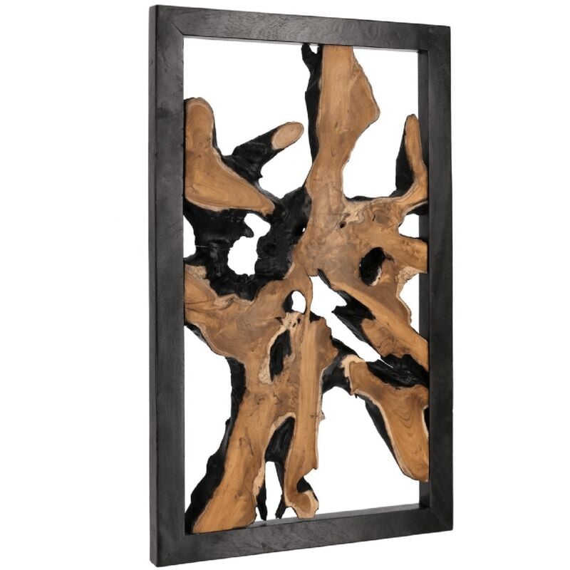 foto del prodotto bizzotto decorazione parete sherwood 100 x 60 con radici di teak originali, cornice in legno teak, finitura a base di introcellulosa e forme