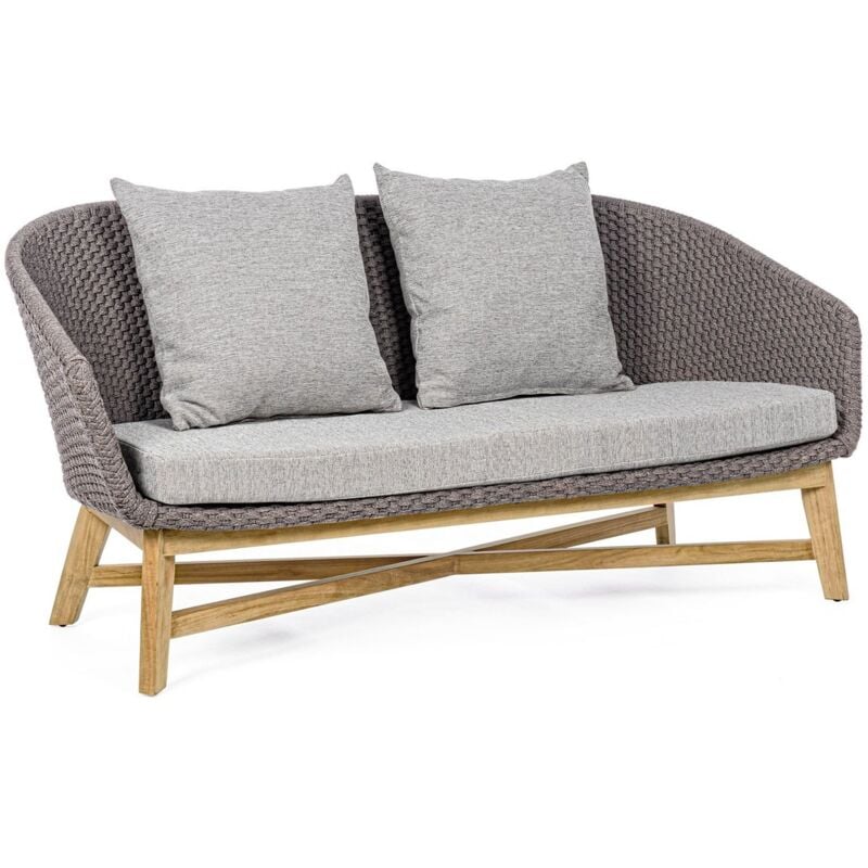 foto del prodotto bizzotto - divano 'coachella' a due posti, seduta comoda e sfoderabile, intreccio in corda -antracite