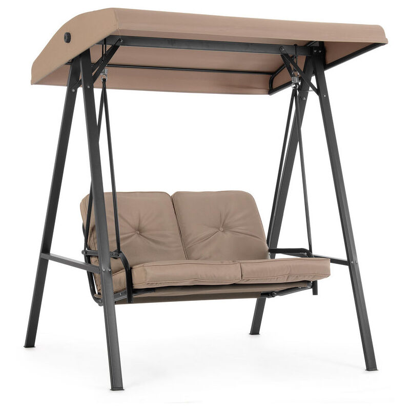 foto del prodotto bizzotto dondolo 2 posti da giardino cuscini beige in acciaio elegante ermes