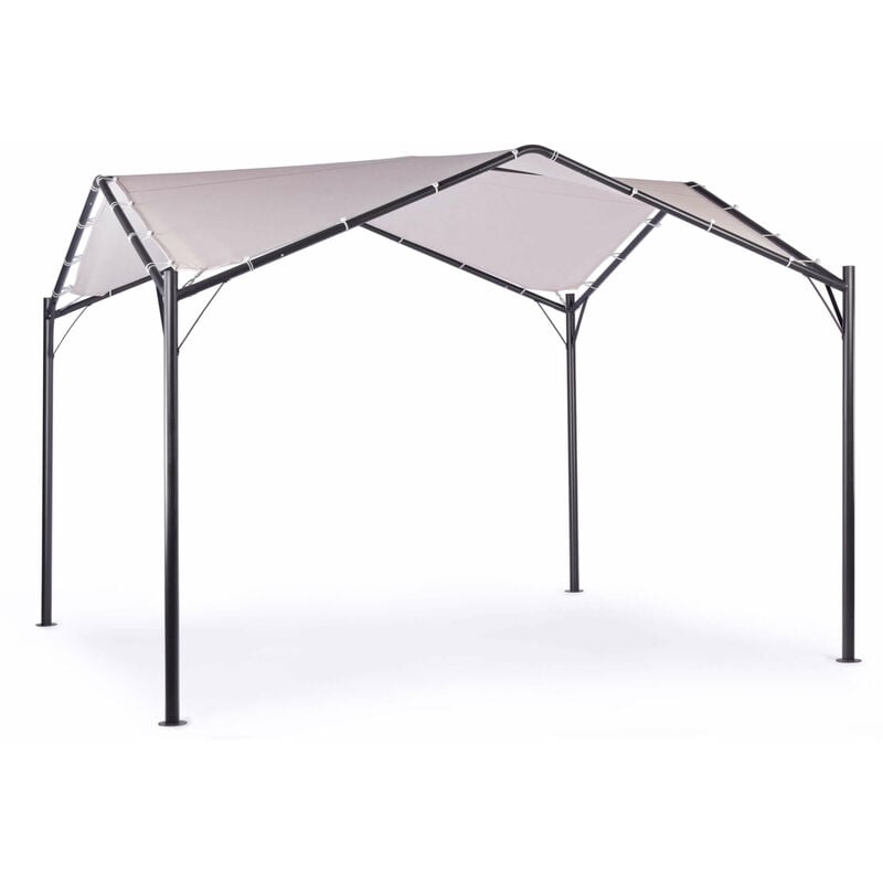 foto del prodotto bizzotto gazebo dome in acciaio 3,5x3,5 metri telo grigio pali antracite