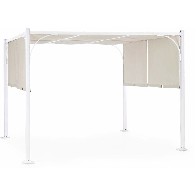 foto del prodotto bizzotto gazebo slide 3x3 metri colore telo tortora pali bianchi