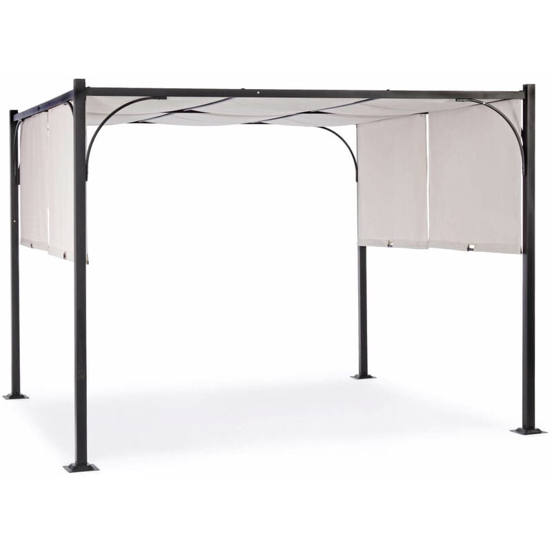 foto del prodotto bizzotto - gazebo slide 3x3 metri in acciaio colore telo grigio pali antracite