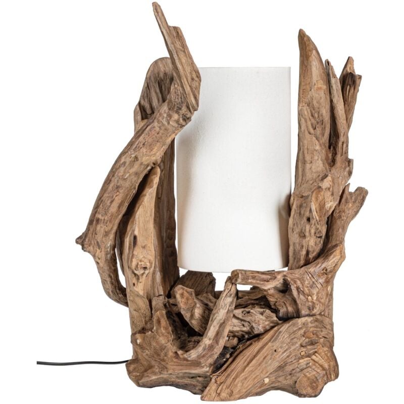 foto del prodotto bizzotto lampada da tavolo bion in legno di teak riciclato h 70 cm nero