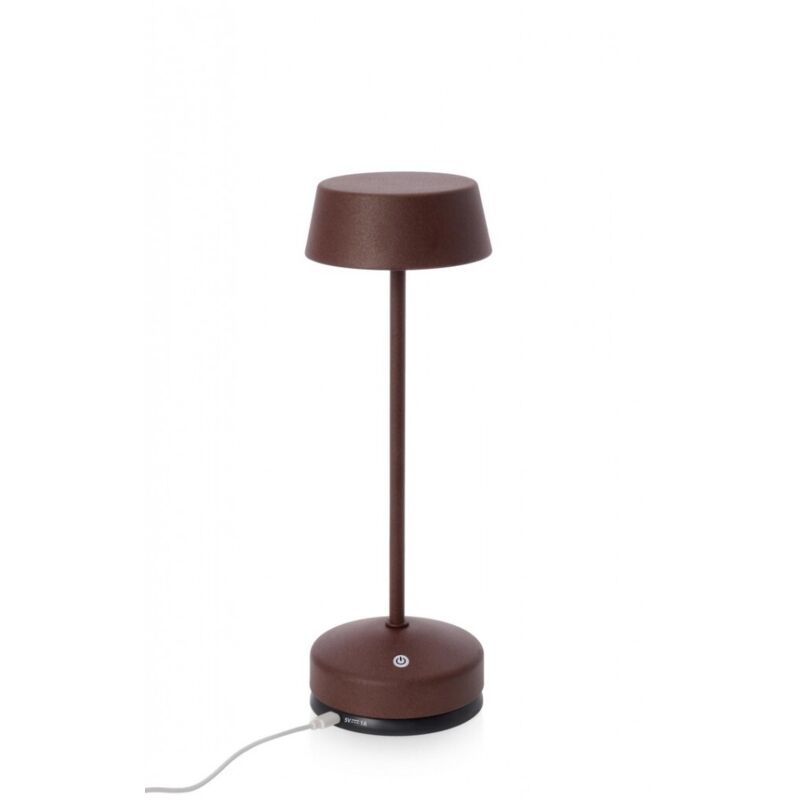 foto del prodotto bizzotto - lampada tavolo a led in metallo ricaricabile uso interno ed esterno h 33 cm -marrone
