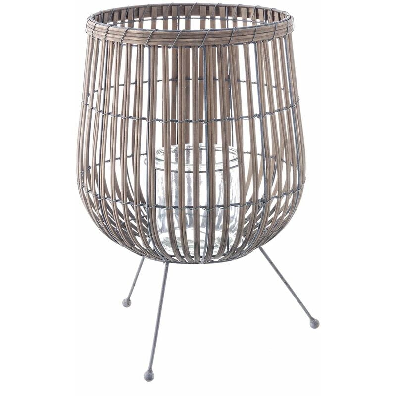 foto del prodotto bizzotto lanterna con tre piedi rabat nat da esterno in vimini decorazione per giardino 21 cm