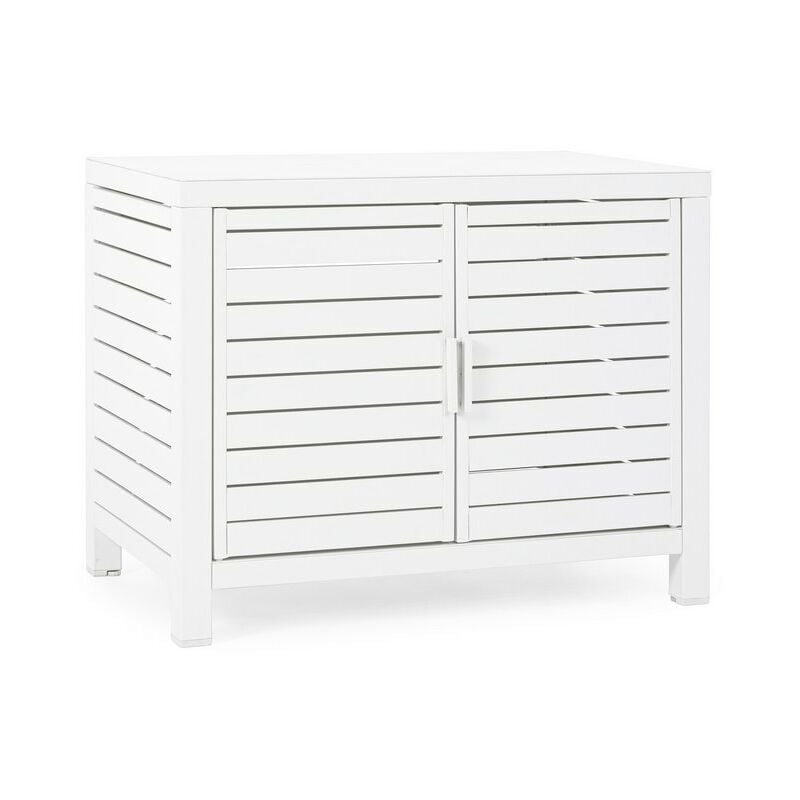 foto del prodotto bizzotto mobile outdoor 2 ante atlantic bianco inalluminio verniciato a polvere 90x55x70h