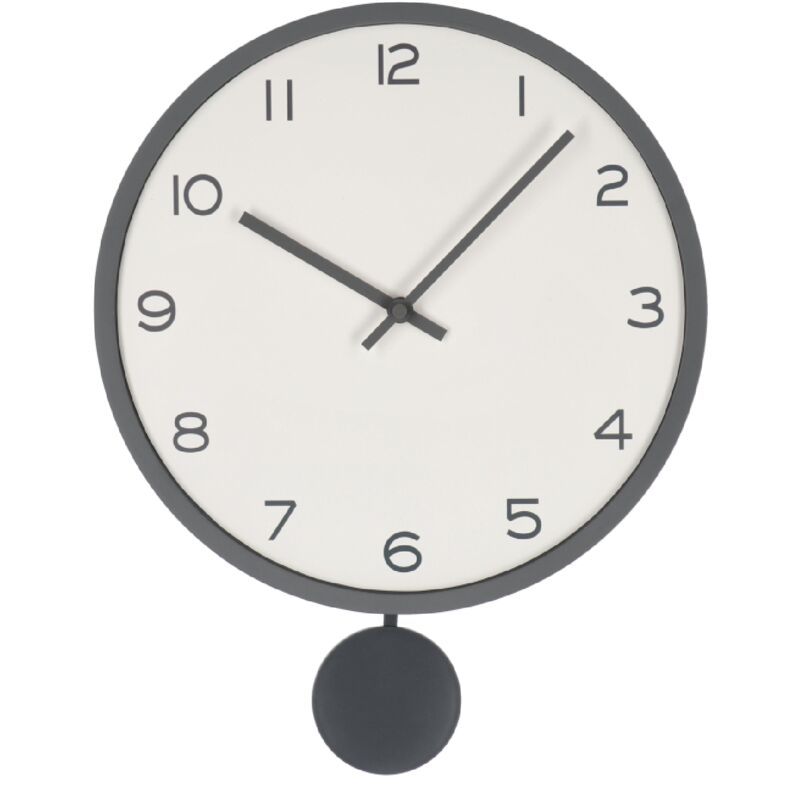foto del prodotto bizzotto orologio da parete bayron in metallo con pendolo a batteria h 30x5,5x39 cm grigio