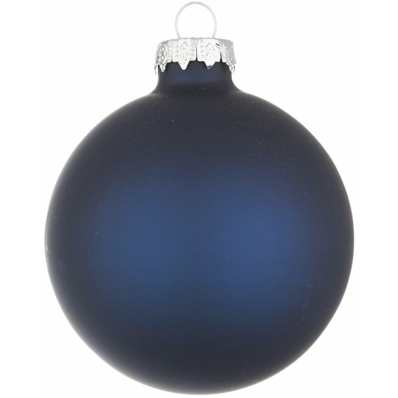 foto del prodotto bizzotto palline in vetro blu opaco tinta unita per albero di natale moderno 10 cm 4 sfere