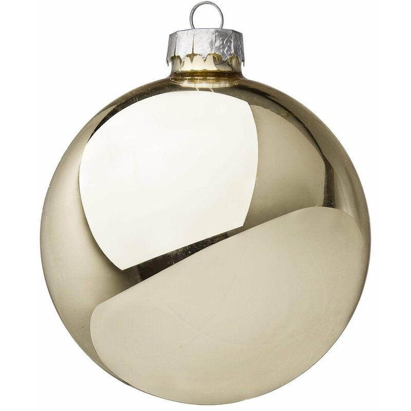 foto del prodotto bizzotto palline in vetro champagne lucido tinta unita per albero di natale moderno 8 cm 6 sfere