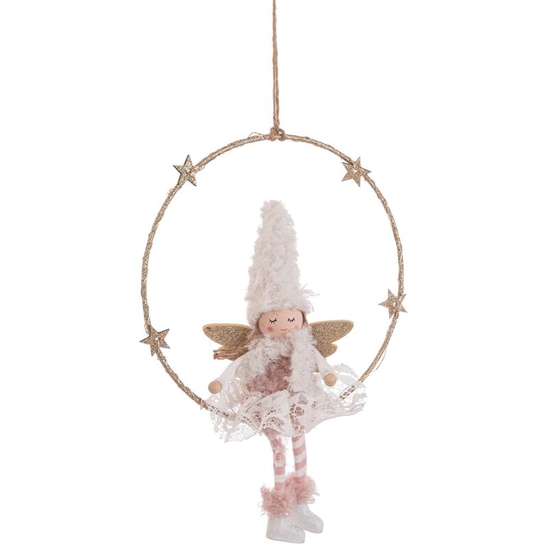 foto del prodotto bizzotto pendaglio angelo hilde con batteria per albero di natale in poliestere decorato color bianco bianco