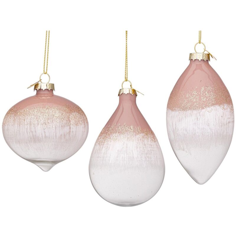 foto del prodotto bizzotto pendaglio in vetro color rosa e bianco decorazione per albero di natale