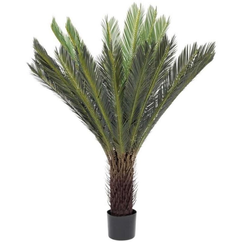 foto del prodotto bizzotto pianta artificiale palma cycas con foglie e rami in pe, vaso in plastica 120h cm