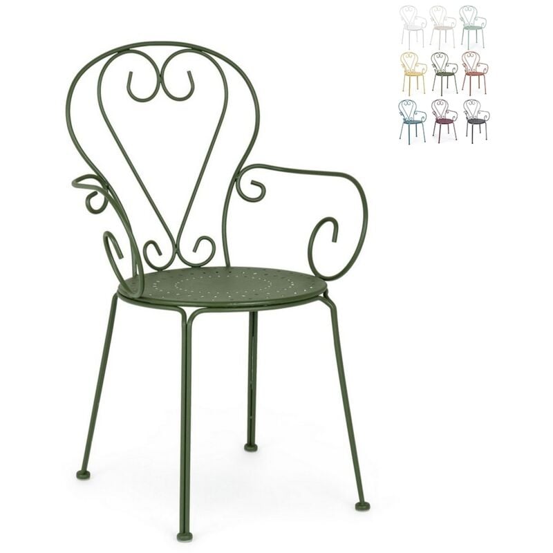 foto del prodotto bizzotto - poltrona etienne colorata in acciaio verniciato a polvere per giardino e bar finitura opaca -poltrona / verde