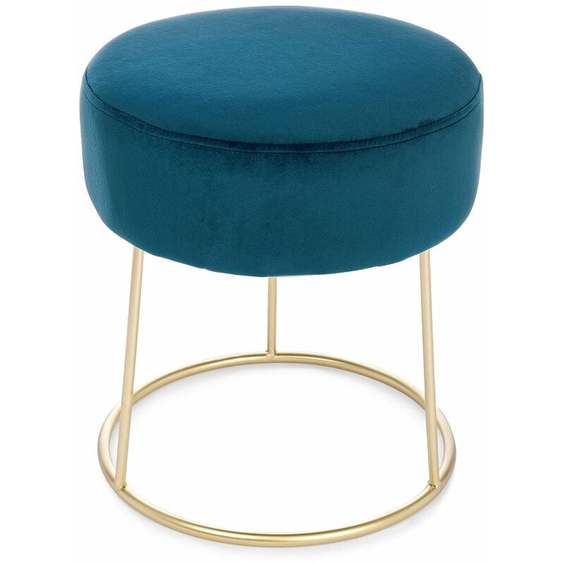 foto del prodotto bizzotto pouf clarissa in velluto anticato h 40 cm arredamento per salotto moderno blu deep