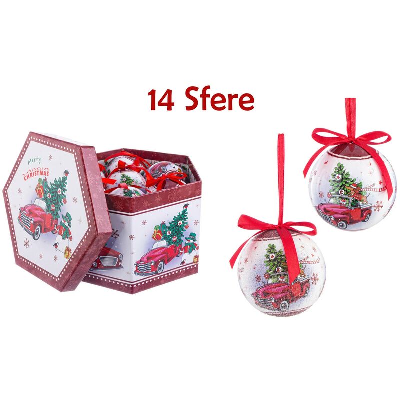 foto del prodotto bizzotto scatola con 14 palle di natale bianche addobbi natalizi albero confezione regalo