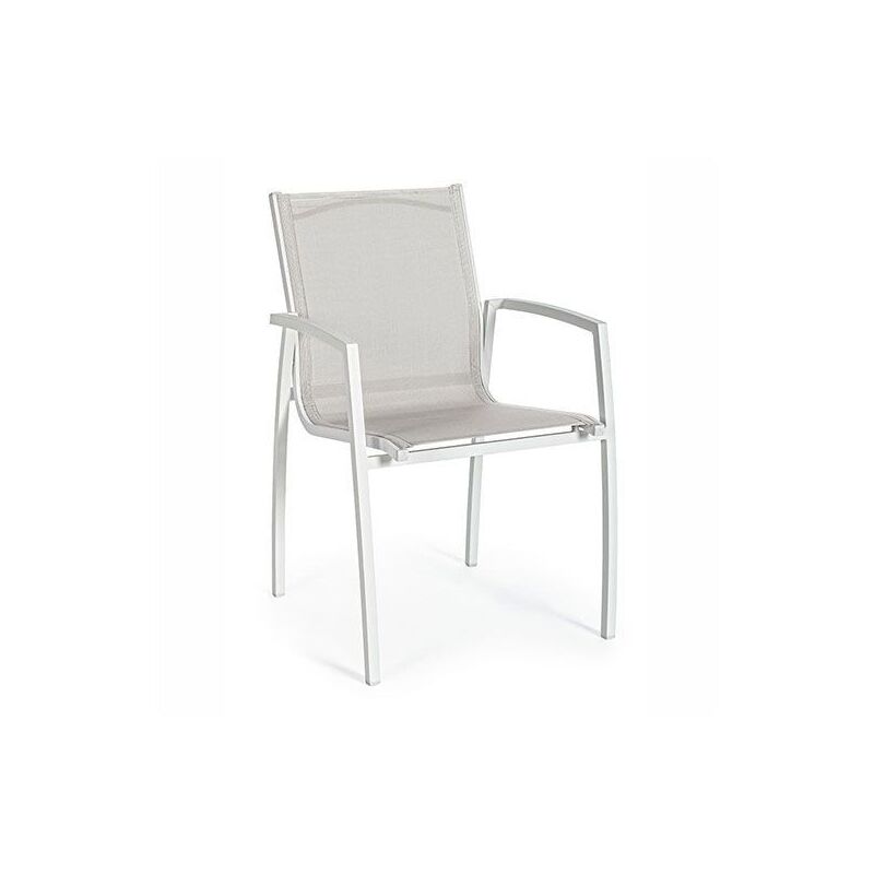 foto del prodotto bizzotto sedia da giardino con braccioli hilla in alluminio colore bianco cloud 0663634