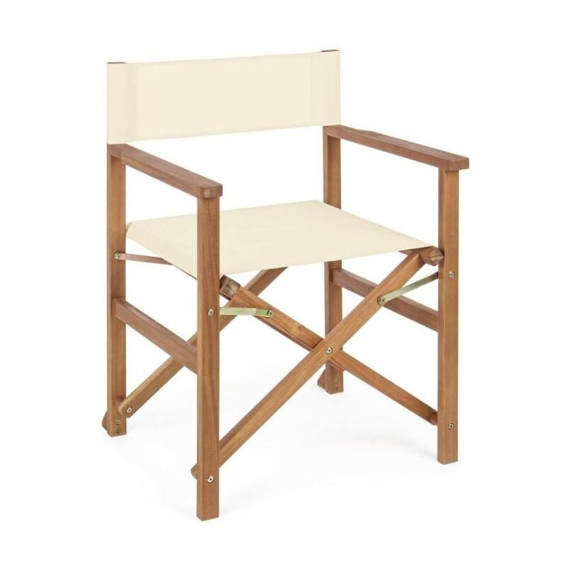 foto del prodotto bizzotto sedia da regista noemi ecru con struttura in legno di acacia con finitura ad olio e seduta in tessuto di poliestere beige