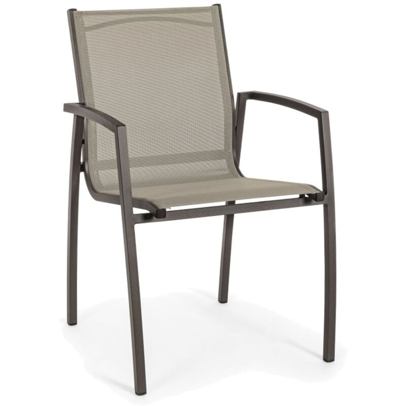 foto del prodotto bizzotto - sedia in alluminio con braccioli hilla coffee