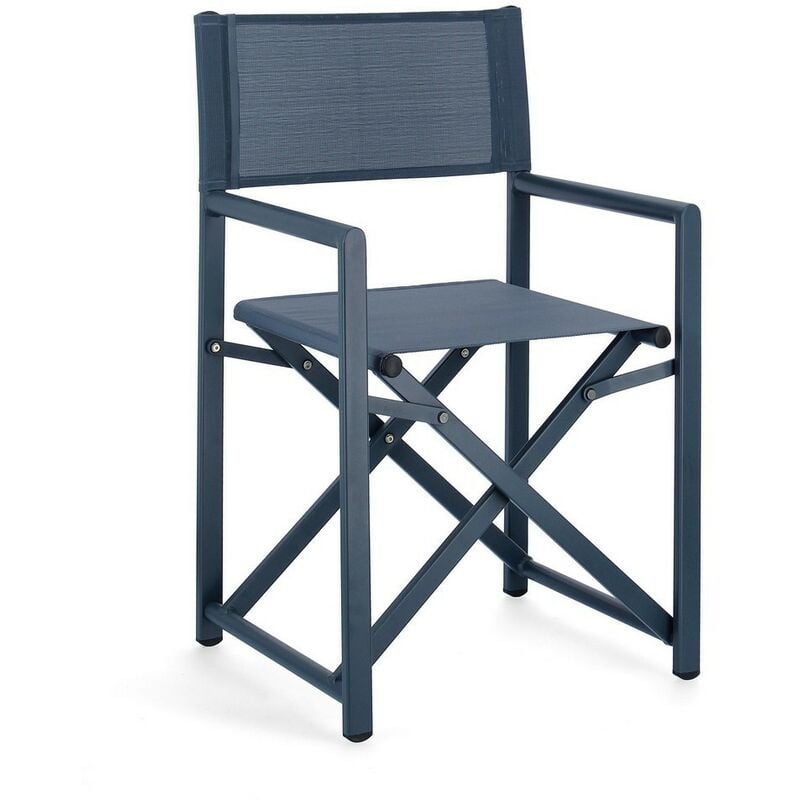 foto del prodotto bizzotto - sedia registra linea taylor in alluminio verniciata blu navy, seduta e schienale textilene pieghevole.