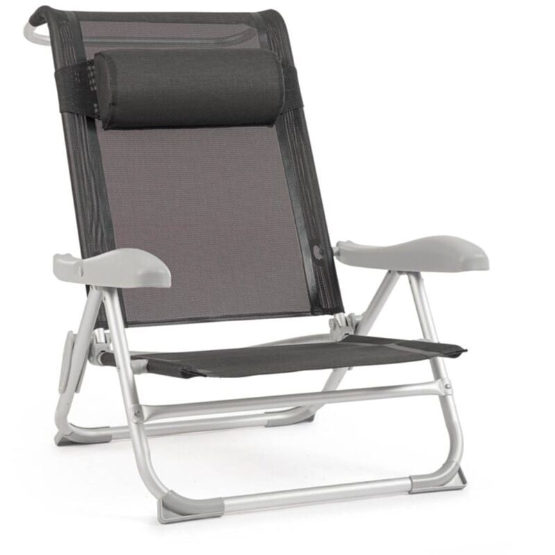 foto del prodotto bizzotto - sedia spiaggina caya grigio chiaro sdraio in alluminio