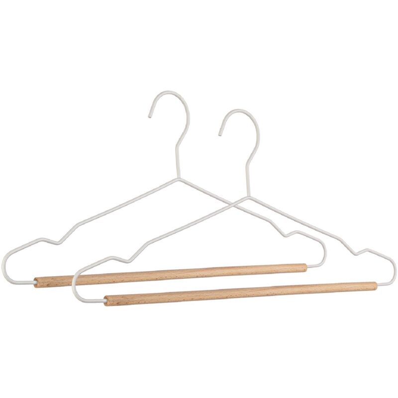foto del prodotto bizzotto set 2 gruccia con barra closet in legno e acciaio bianco