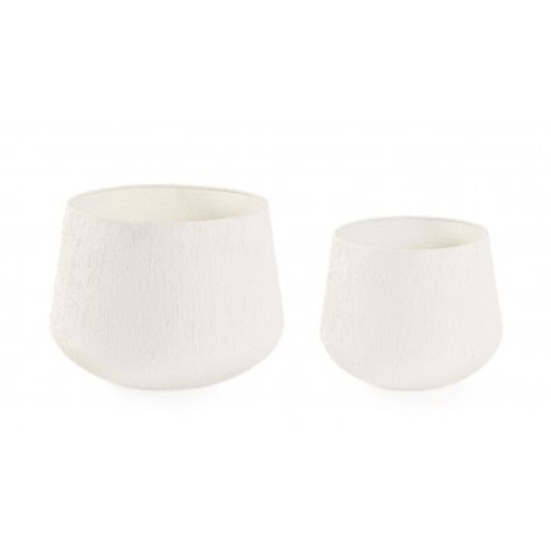 foto del prodotto bizzotto set 2 portavasi kenar tondi beige prodotto fatto a mano