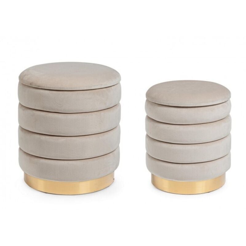 foto del prodotto bizzotto - set 2 pouf contenitore in velluto - tini - colore beige