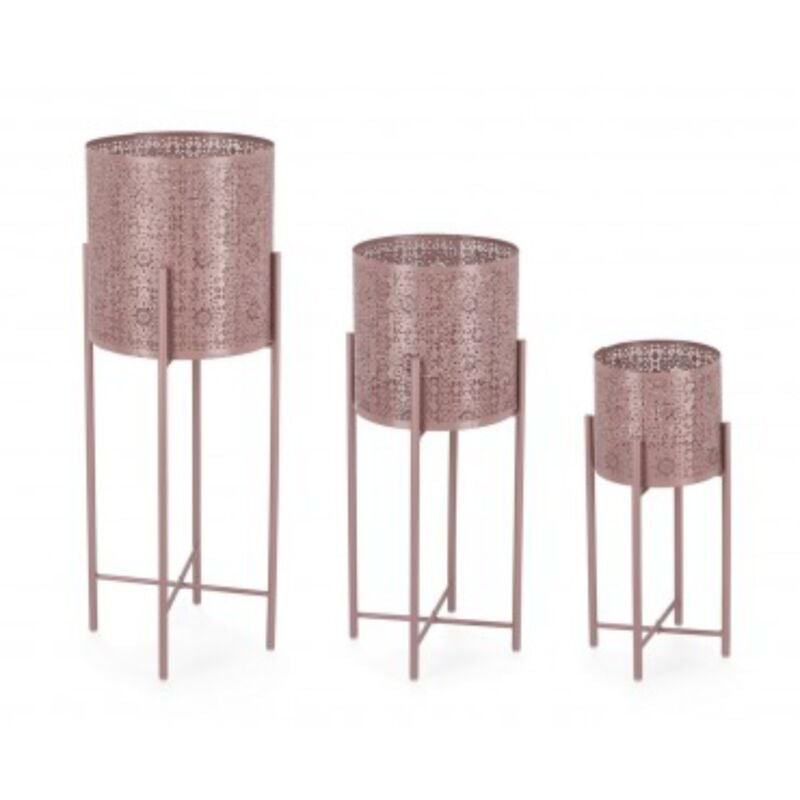 foto del prodotto bizzotto set 3 portavaso naira tondo alto rosa per uso interno ed esterno.