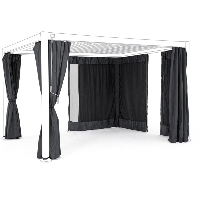 foto del prodotto bizzotto - set 4 teli laterali con zanzariera per pergola bioclimatica -bianco 3 x 4 mt