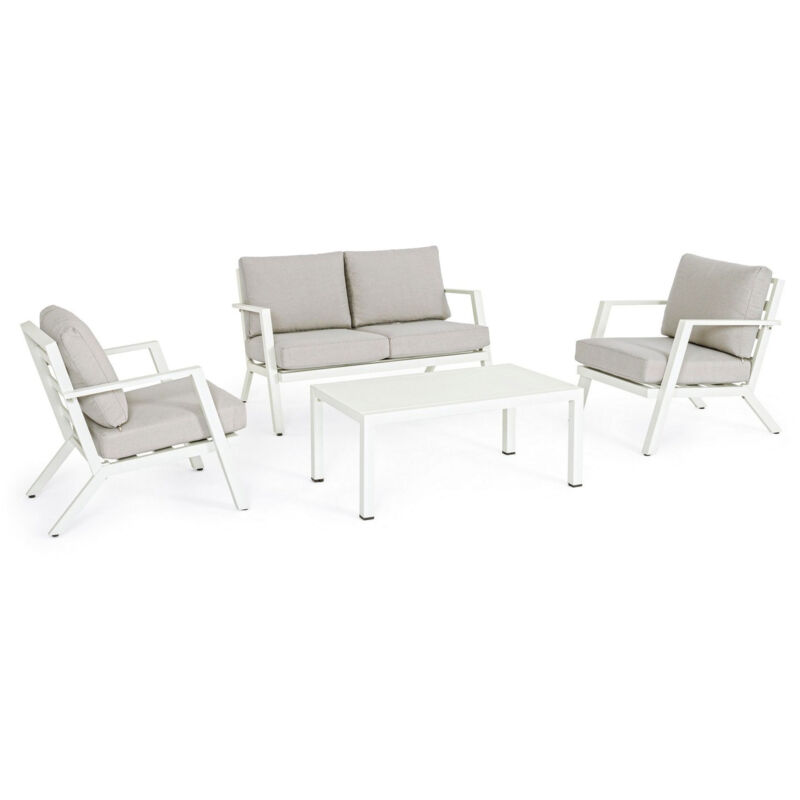 foto del prodotto bizzotto set da esterno 4 pz salotto con cuscini harley bianco
