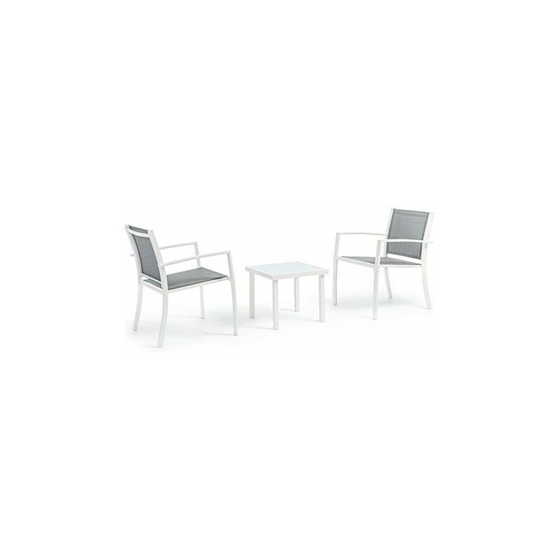 foto del prodotto bizzotto set per esterno auri in acciaio e vetro bianco 3pz 0662992