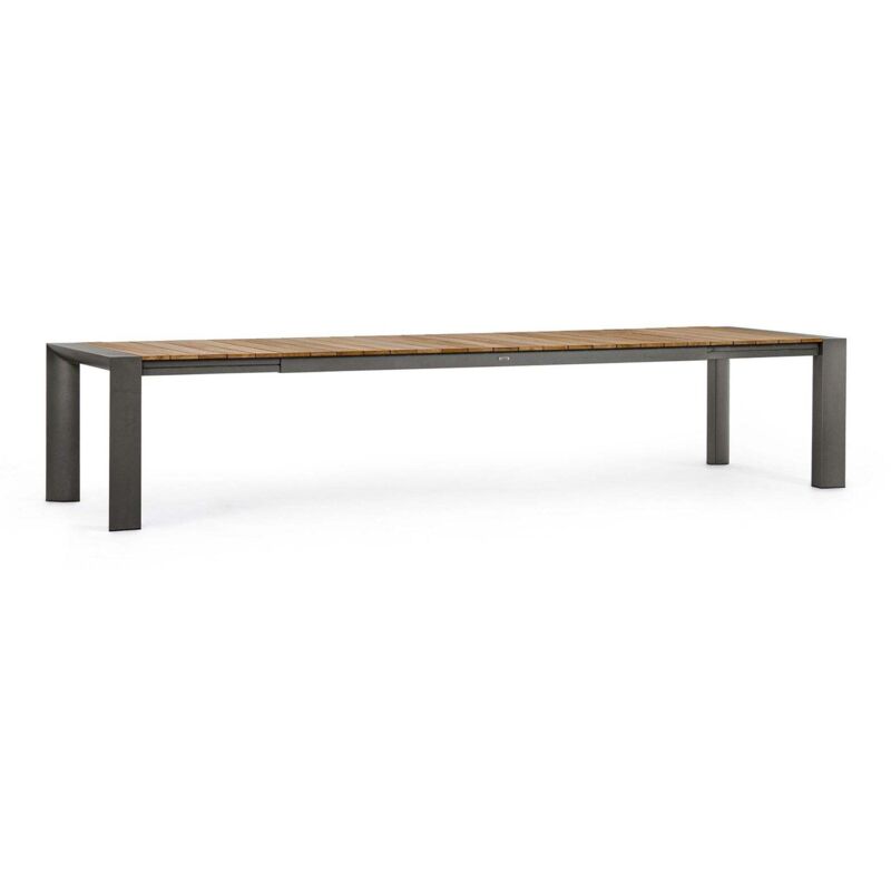 foto del prodotto bizzotto tavolo allungabile cameron con struttura in alluminio, piano in teak, stile moderno 228 294 cm antracite